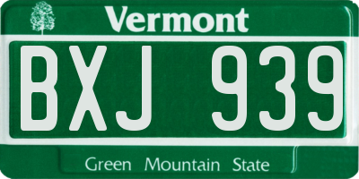 VT license plate BXJ939