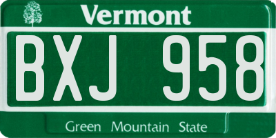 VT license plate BXJ958