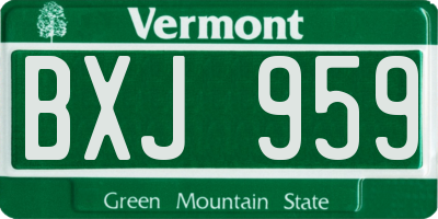 VT license plate BXJ959
