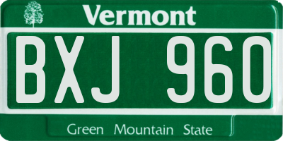 VT license plate BXJ960