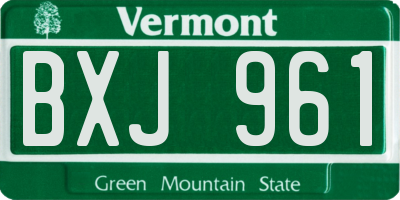 VT license plate BXJ961