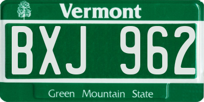 VT license plate BXJ962