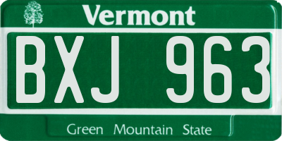 VT license plate BXJ963