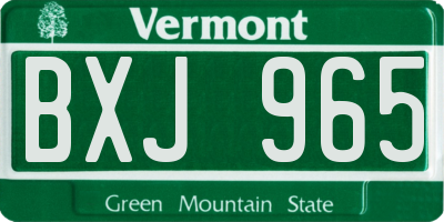 VT license plate BXJ965