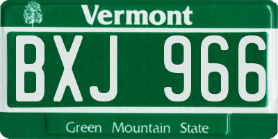 VT license plate BXJ966