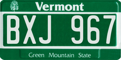VT license plate BXJ967