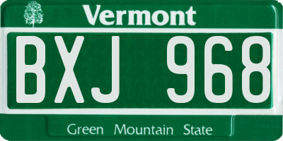 VT license plate BXJ968