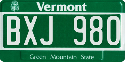 VT license plate BXJ980