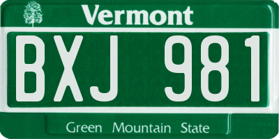 VT license plate BXJ981