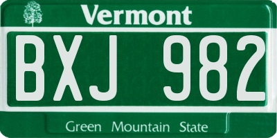 VT license plate BXJ982
