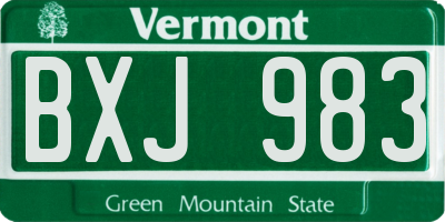 VT license plate BXJ983