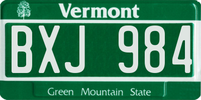 VT license plate BXJ984