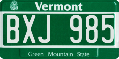 VT license plate BXJ985
