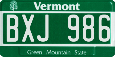 VT license plate BXJ986