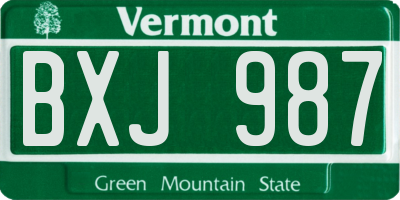 VT license plate BXJ987