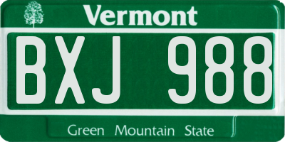 VT license plate BXJ988