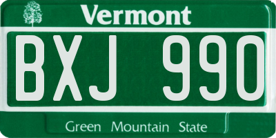 VT license plate BXJ990