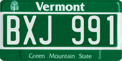 VT license plate BXJ991