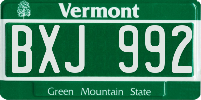 VT license plate BXJ992