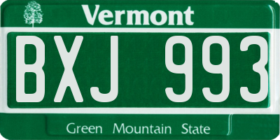 VT license plate BXJ993