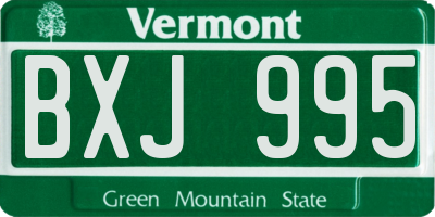 VT license plate BXJ995