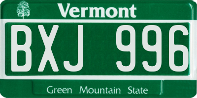 VT license plate BXJ996