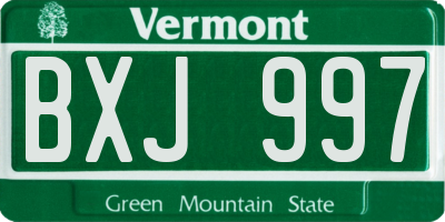 VT license plate BXJ997