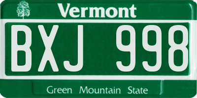 VT license plate BXJ998