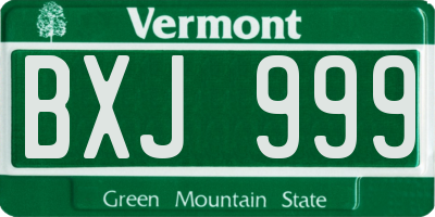 VT license plate BXJ999