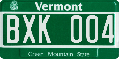 VT license plate BXK004