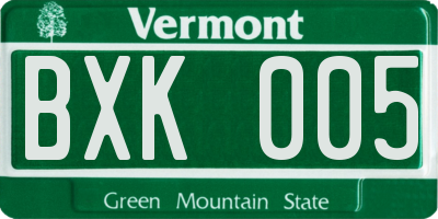 VT license plate BXK005