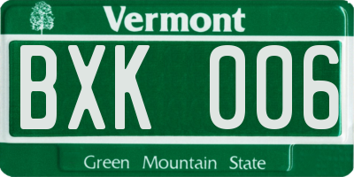 VT license plate BXK006