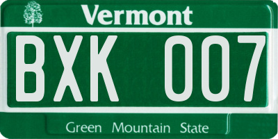 VT license plate BXK007