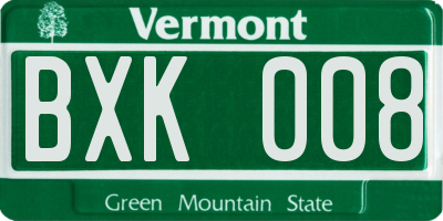 VT license plate BXK008