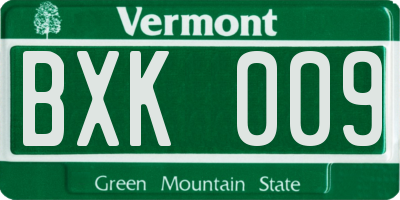 VT license plate BXK009