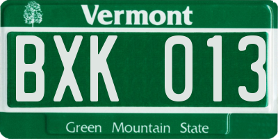 VT license plate BXK013