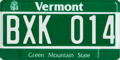 VT license plate BXK014