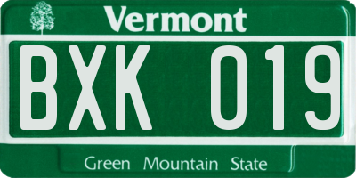 VT license plate BXK019