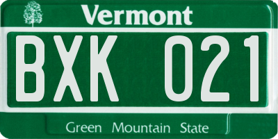 VT license plate BXK021
