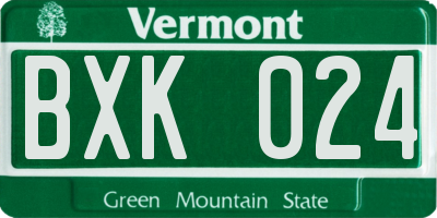 VT license plate BXK024