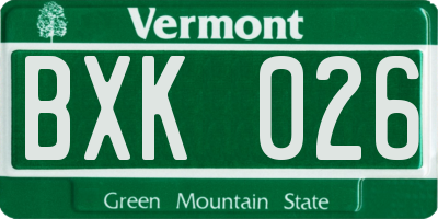 VT license plate BXK026