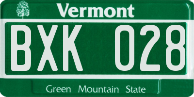 VT license plate BXK028