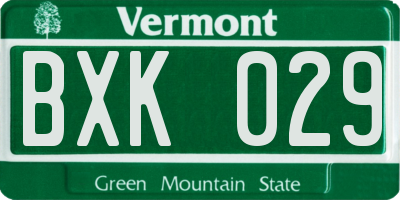 VT license plate BXK029
