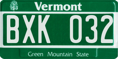 VT license plate BXK032