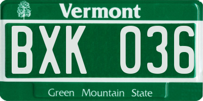 VT license plate BXK036