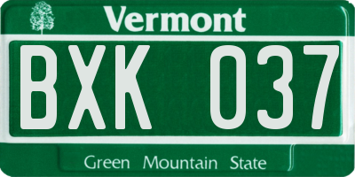 VT license plate BXK037