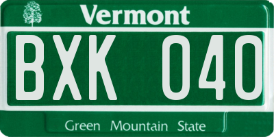 VT license plate BXK040
