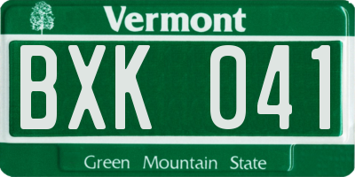 VT license plate BXK041