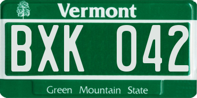 VT license plate BXK042