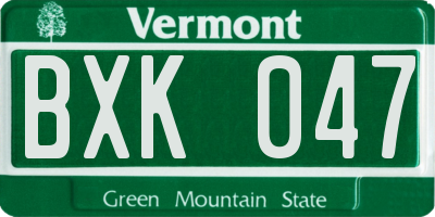 VT license plate BXK047